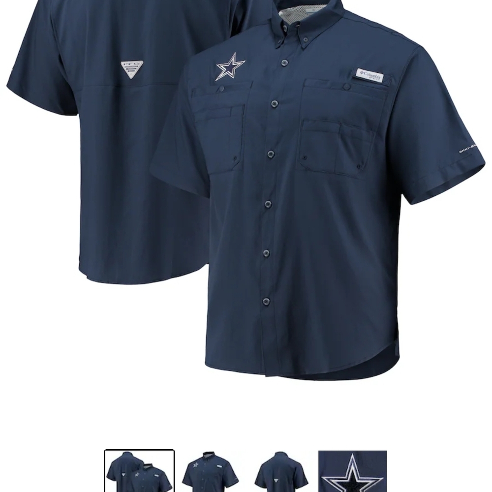 NFL Columbia Cowboys Men's Navy Casual Button-Down Shirt